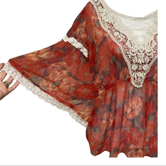 Free people daydreamer multicolored embroidered eyelet top blouse - Picture 3 of 9